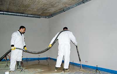 Полагане на плочки върху замазка и подово отпление